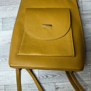 Venice Leather Mustard Yellow Leather Backpack
